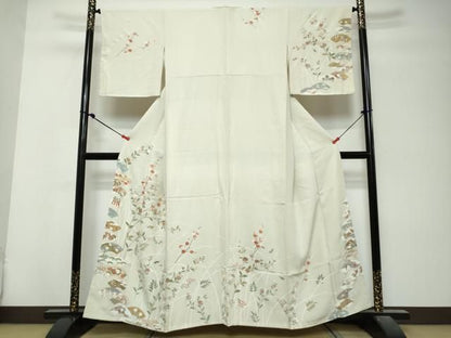 平和屋着物●訪問着　扇面草花文　金彩　高島屋扱い　正絹　逸品　DABL1024ud