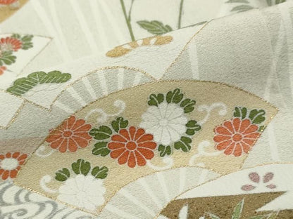 平和屋着物●訪問着　扇面草花文　金彩　高島屋扱い　正絹　逸品　DABL1024ud
