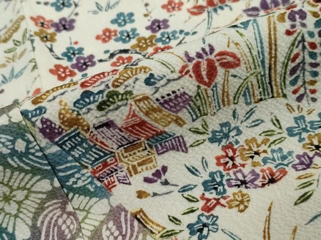 平和屋着物●訪問着　風景草花文　正絹　逸品　DABL1025ud