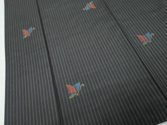 平和屋着物●上質な紬　舞蝶文　ロング丈　正絹　逸品　DABL1031ud