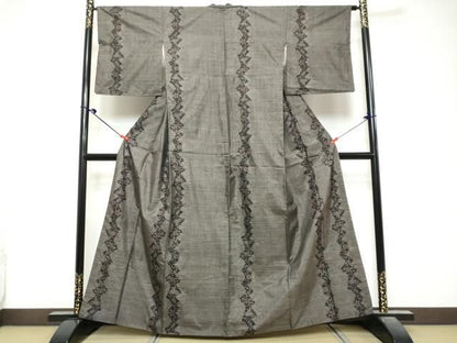 平和屋着物●本場大島紬　9マルキ　草花間道　正絹　逸品　DABL1033ud
