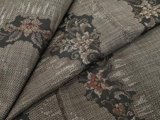 平和屋着物●本場大島紬　9マルキ　草花間道　正絹　逸品　DABL1033ud