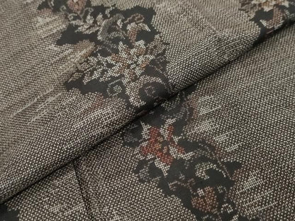 平和屋着物●本場大島紬　9マルキ　草花間道　正絹　逸品　DABL1033ud