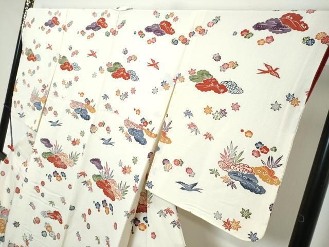 平和屋着物●訪問着　型染め　花鳥文　正絹　逸品　DABL1034ud