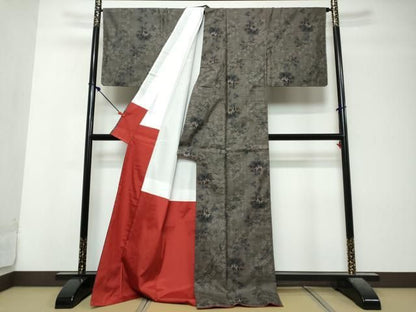 平和屋着物●本場大島紬　9マルキ　枝花文　正絹　逸品　未使用　DABL1035ud
