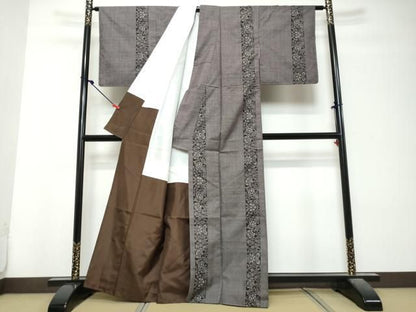 平和屋着物●本場大島紬　7マルキ　草花間道　正絹　逸品　DABL1036ud