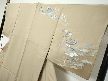 平和屋着物●訪問着　友禅　風景花鳥文　暈し染め　正絹　逸品　未使用　DABL1037ud