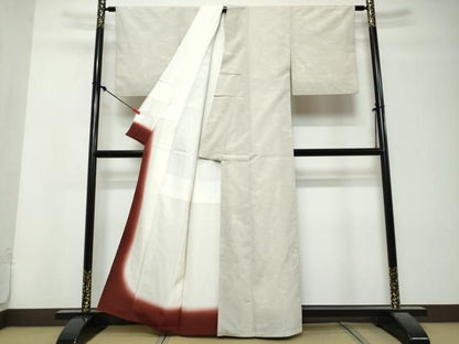 平和屋着物●本塩沢　110亀甲　草花文　正絹　逸品　DABL1038ud