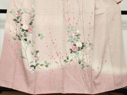 平和屋着物●訪問着　友禅　作家物　枝花文　暈し染め　正絹　逸品　DABL1040ud