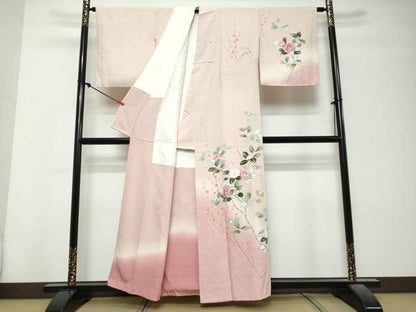 平和屋着物●訪問着　友禅　作家物　枝花文　暈し染め　正絹　逸品　DABL1040ud