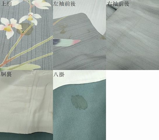 平和屋着物●訪問着　友禅　紬地　草花文　正絹　逸品　DABL1041ud