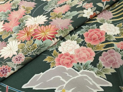 平和屋着物●訪問着　駒刺繍　吉祥草花文　金彩　正絹　逸品　DABL1042ud