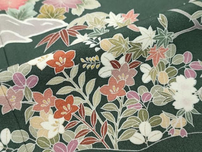 平和屋着物●訪問着　駒刺繍　吉祥草花文　金彩　正絹　逸品　DABL1042ud