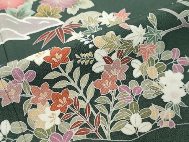 平和屋着物●訪問着　駒刺繍　吉祥草花文　金彩　正絹　逸品　DABL1042ud