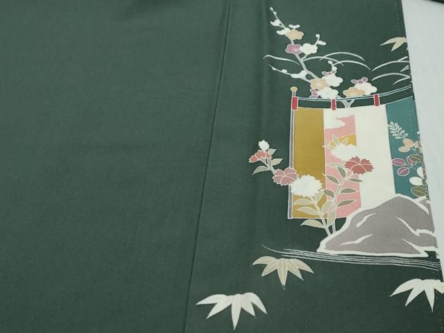 平和屋着物●訪問着　駒刺繍　吉祥草花文　金彩　正絹　逸品　DABL1042ud