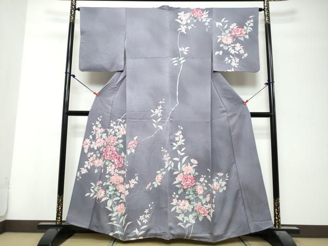 平和屋着物●訪問着　手書き　草花文　正絹　逸品　DABL1043ud