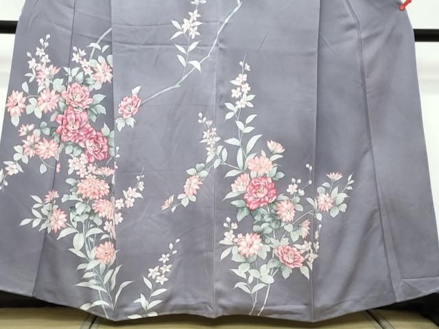 平和屋着物●訪問着　手書き　草花文　正絹　逸品　DABL1043ud