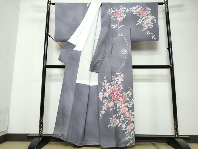 平和屋着物●訪問着　手書き　草花文　正絹　逸品　DABL1043ud