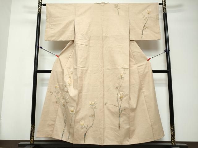 平和屋着物●訪問着　紬地　枝花文　正絹　逸品　DABL1045ud