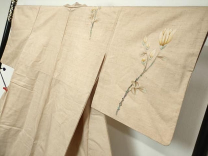 平和屋着物●訪問着　紬地　枝花文　正絹　逸品　DABL1045ud