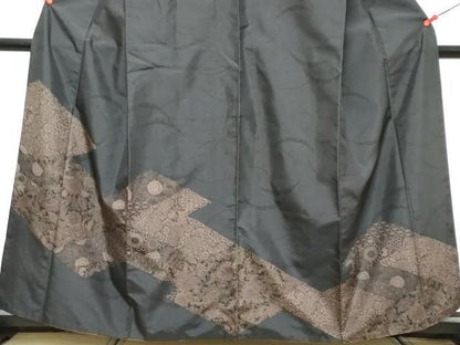 平和屋着物●本場縞大島紬　訪問着　染大島　松皮菱草花文　正絹　逸品　DABL1046ud