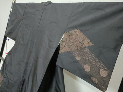 平和屋着物●本場縞大島紬　訪問着　染大島　松皮菱草花文　正絹　逸品　DABL1046ud