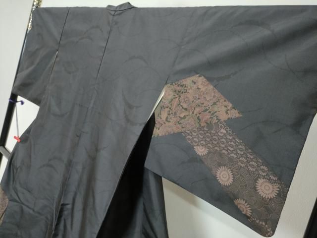 平和屋着物●本場縞大島紬　訪問着　染大島　松皮菱草花文　正絹　逸品　DABL1046ud