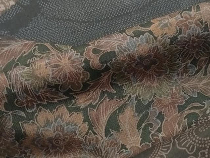 平和屋着物●本場縞大島紬　訪問着　染大島　松皮菱草花文　正絹　逸品　DABL1046ud