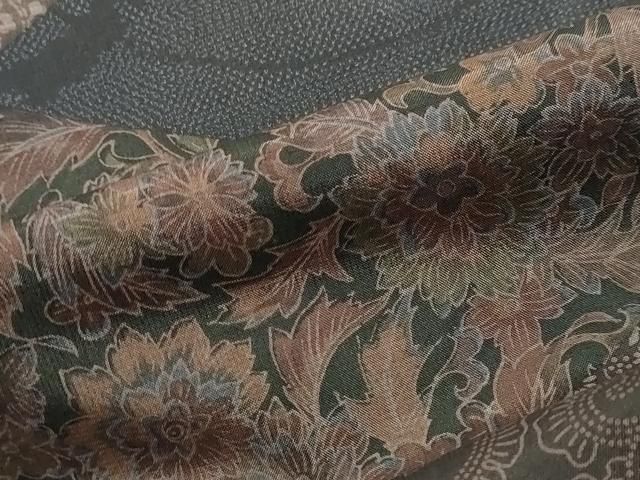 平和屋着物●本場縞大島紬　訪問着　染大島　松皮菱草花文　正絹　逸品　DABL1046ud