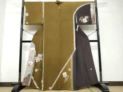 平和屋着物●訪問着　作家物　駒刺繍　糸車花蝶文　源氏香　暈し染め　金彩　正絹　逸品　DABL1050ud