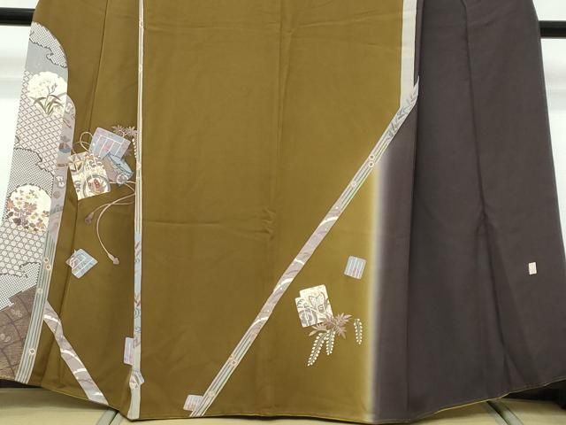 平和屋着物●訪問着　作家物　駒刺繍　糸車花蝶文　源氏香　暈し染め　金彩　正絹　逸品　DABL1050ud