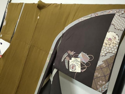 平和屋着物●訪問着　作家物　駒刺繍　糸車花蝶文　源氏香　暈し染め　金彩　正絹　逸品　DABL1050ud