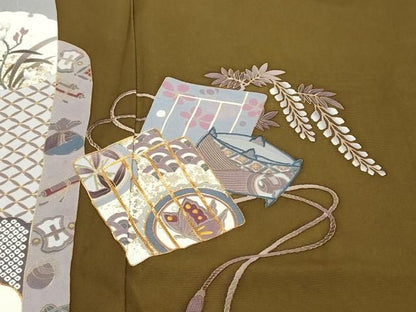 平和屋着物●訪問着　作家物　駒刺繍　糸車花蝶文　源氏香　暈し染め　金彩　正絹　逸品　DABL1050ud