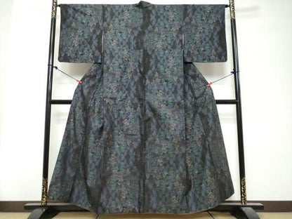 平和屋着物●本場大島紬　9マルキ　樹林文　正絹　逸品　DABL1051ud