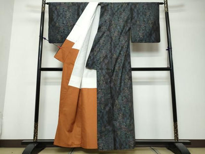 平和屋着物●本場大島紬　9マルキ　樹林文　正絹　逸品　DABL1051ud