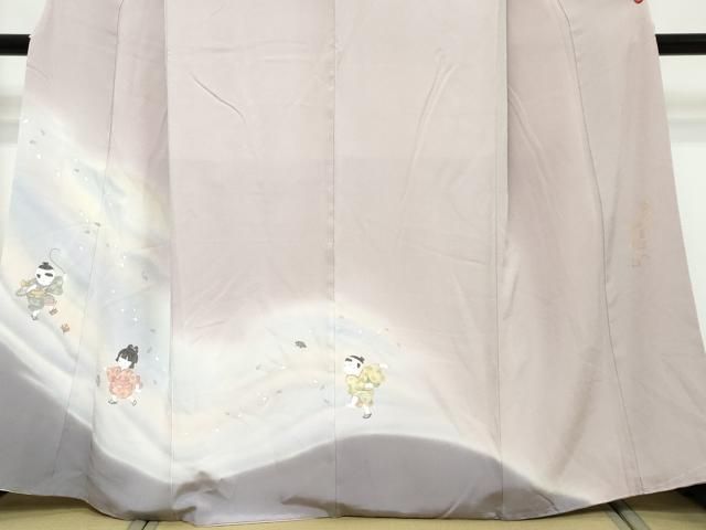 平和屋着物●日本画家　濡れ描き友禅作家　高橋峰陵　訪問着　手書き　童子遊び　暈し染め　さが美扱い　正絹　逸品　DABL1053ud