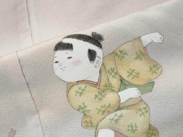 平和屋着物●日本画家　濡れ描き友禅作家　高橋峰陵　訪問着　手書き　童子遊び　暈し染め　さが美扱い　正絹　逸品　DABL1053ud