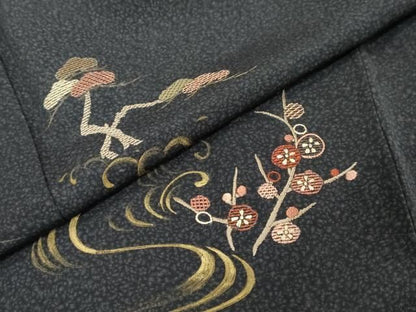 平和屋着物●訪問着　刺繍　流水花文　正絹　逸品　未使用　DABL1055ud