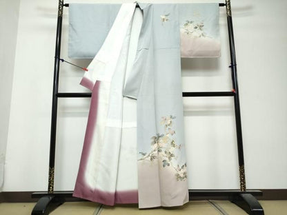 平和屋着物●訪問着　枝花文　暈し染め　正絹　逸品　DABL1058ud
