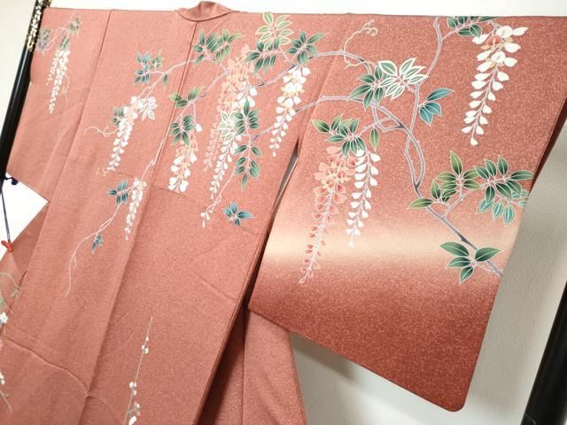 平和屋着物●訪問着　友禅　草花文　暈し染め　正絹　逸品　DABL1059ud