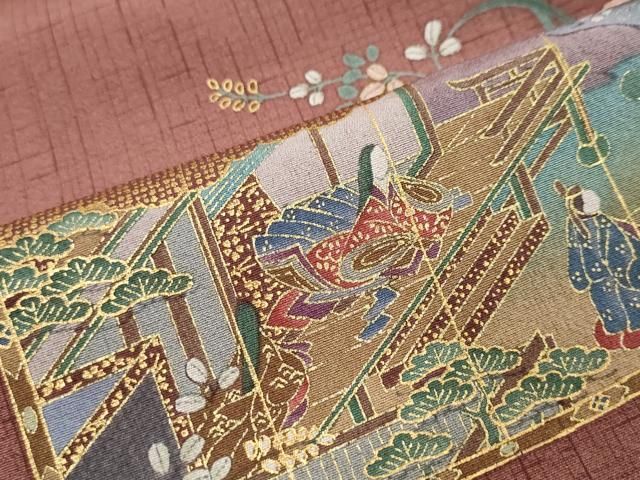 平和屋着物●訪問着　人物風景草花文　金彩　高島屋扱い　正絹　逸品　DABL1063ud
