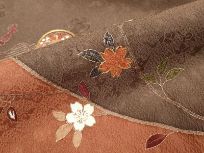 平和屋着物●訪問着　駒刺繍　鼓草花文　金彩　正絹　逸品　DABL1064ud