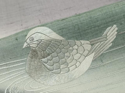 平和屋着物●結城紬　訪問着　総刺繍　流水鴛鴦文　証紙付き　正絹　逸品　DABL1072ud