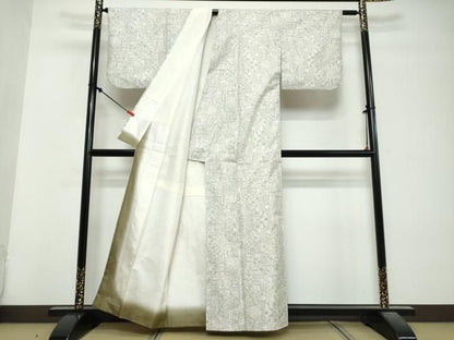 平和屋着物●本場大島紬　白大島　7マルキ　幾何学花文　正絹　逸品　DABL1074ud
