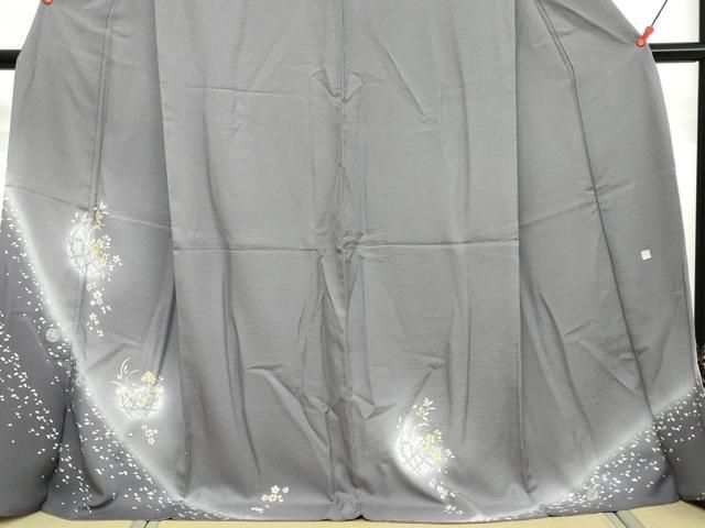 平和屋着物●訪問着　作家物　草花文　暈し染め　金銀彩　正絹　逸品　DABL1076ud