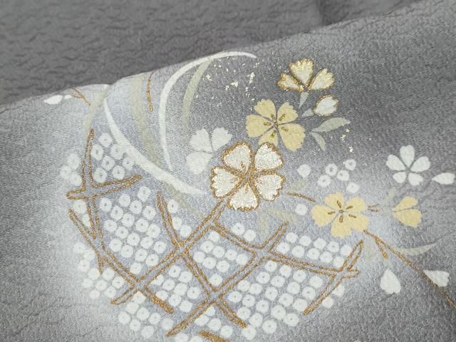 平和屋着物●訪問着　作家物　草花文　暈し染め　金銀彩　正絹　逸品　DABL1076ud