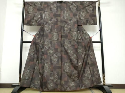 平和屋着物●本場大島紬　7マルキ　草葉文　正絹　逸品　DABL1078ud