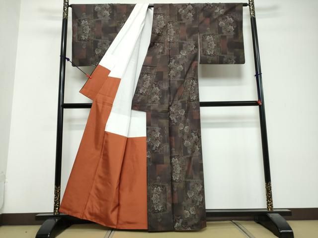平和屋着物●本場大島紬　7マルキ　草葉文　正絹　逸品　DABL1078ud