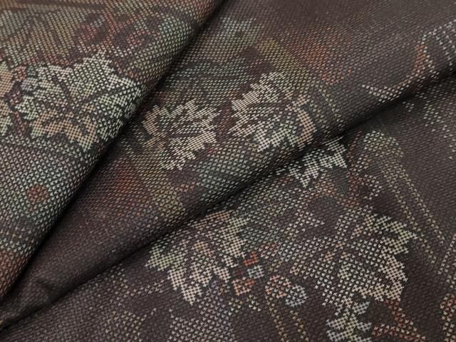 平和屋着物●本場大島紬　7マルキ　草葉文　正絹　逸品　DABL1078ud