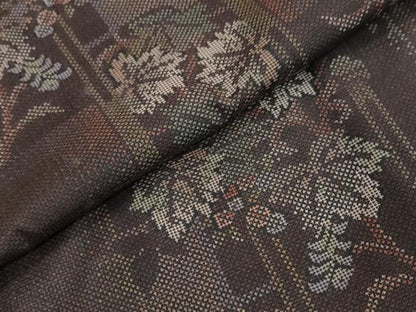 平和屋着物●本場大島紬　7マルキ　草葉文　正絹　逸品　DABL1078ud